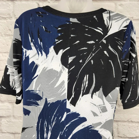 G.I.L.I. Palm Leaf Pattern Side Slit Short Sleeve Maxi Dress Size Small Casual - Picture 8 of 15